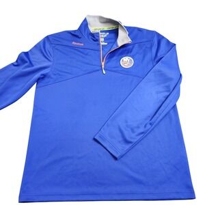 New York Islanders Shirt Mens Large Blue NHL Hockey Quarter Zip Pullover Reebok